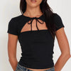 Women's Lace Up Hollow Out Short Sleeve Top