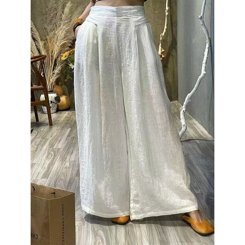 Womens Summer Retro Loose Slimming High-Waisted Pants