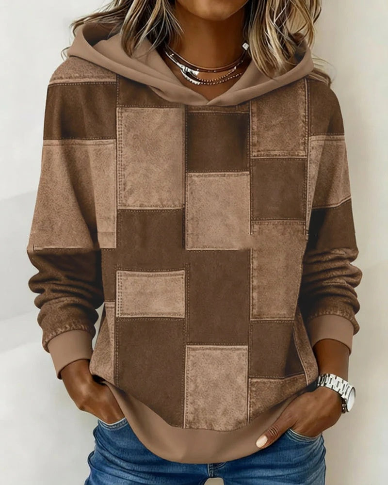 Womens 3D Digital-Print Pullover Hoodie