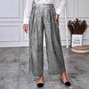 Womens Solid-Color High-Waisted Wide-Leg Pants From Europe And The US