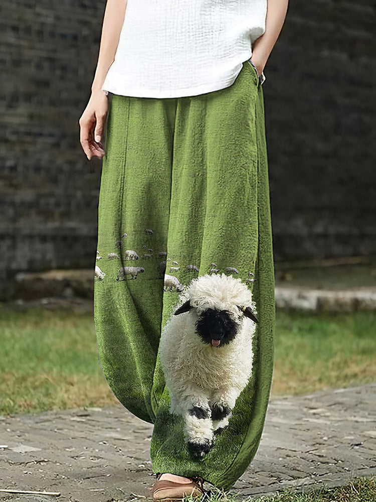 Womens Casual Loose-fitting Printed Pants