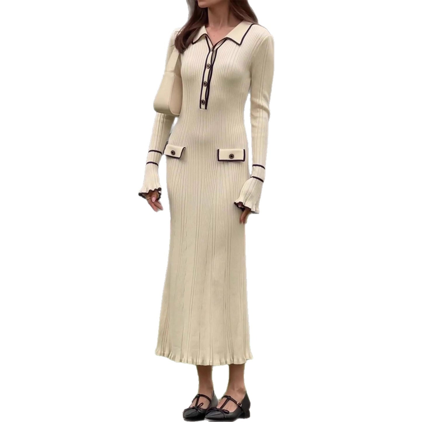 Chanel-inspired Subtly Luxurious Figure-hugging Knit Dress With An Elegant Design
