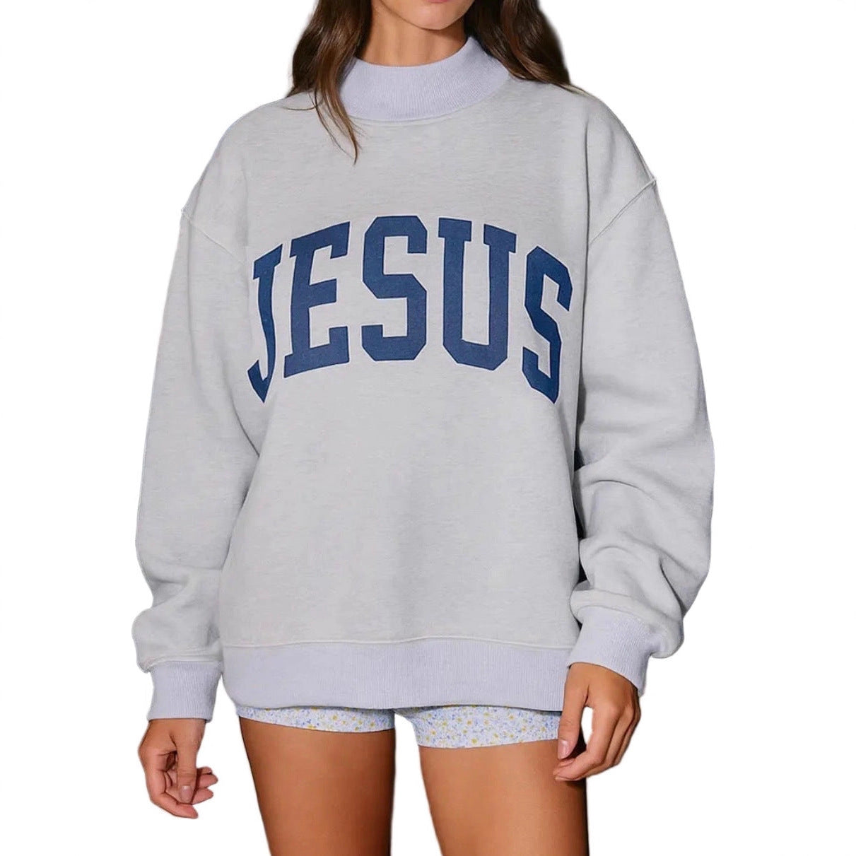 Printed Letter Crewneck Long-sleeve Loose-fitting Versatile Hoodie
