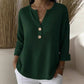 Womens Loose-fit Waffle-knit Long-sleeve V-neck Top