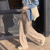 Womens Retro Cable-Knit Knit Floor-Length Wide-Leg Straight Pants