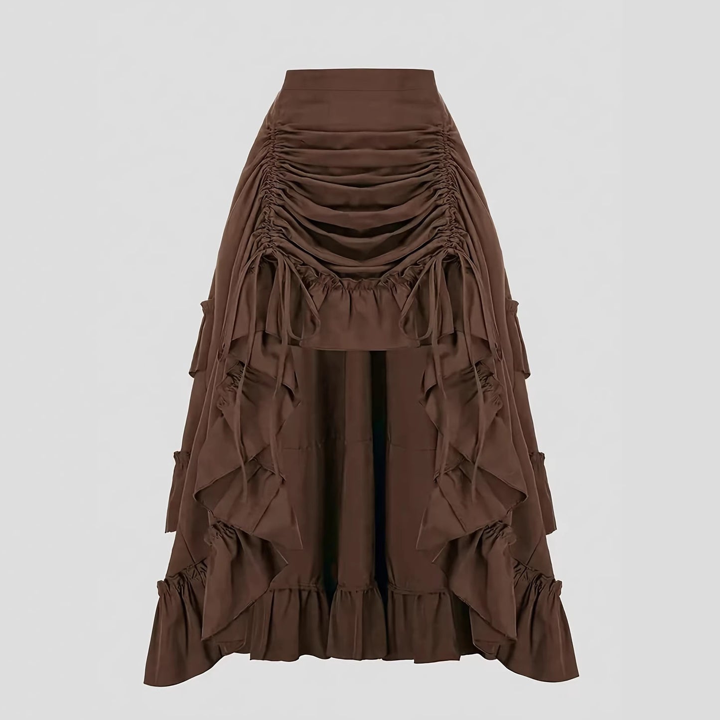 Fashionable Solid-Color Half Skirt With Ruffled Hem And Mid-Rise Design