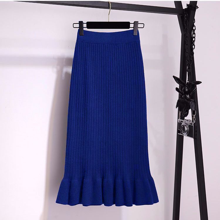 Knitted Skirt With Ruffled Hem High Waist And A Fitted Mermaid Silhouette