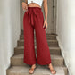 High Waisted Drawstring Casual Pants