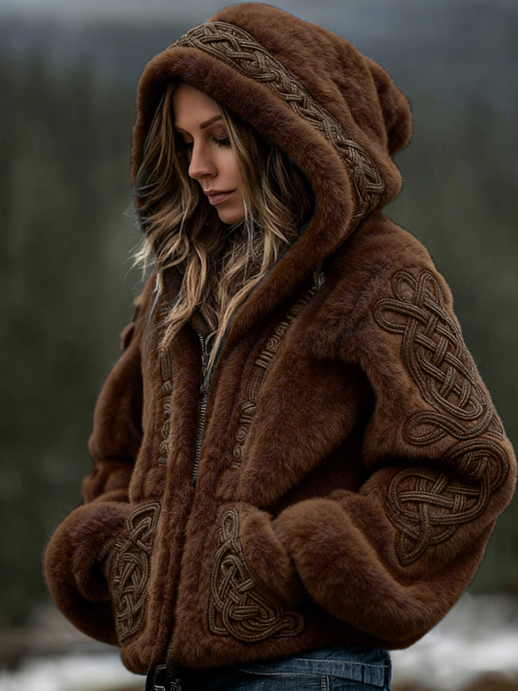 Womens Warm Hooded Zip-Up Cardigan Sweater