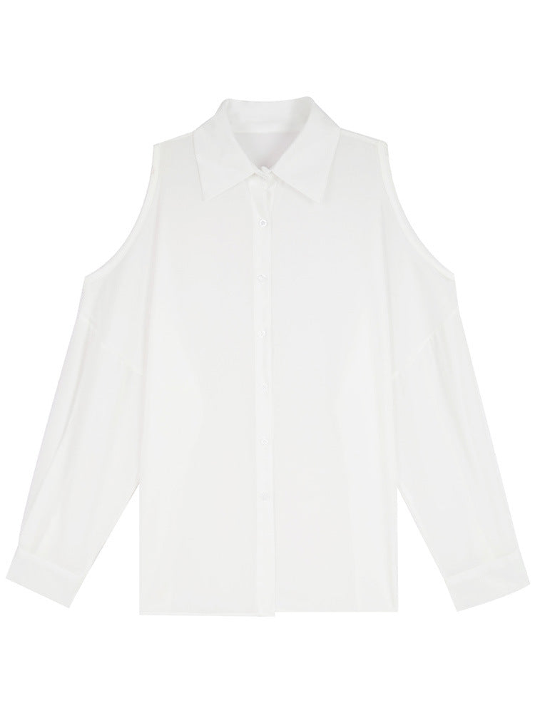 Womens Solid-Color Sun-Protective Off-Shoulder Shirt