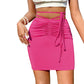 Drawstring-waist Ruched Milk-silk Bodycon Mini Skirt