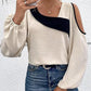 Women's Cold Shoulder Color Block Long Sleeve Tee Shirt Casual Going Out Top