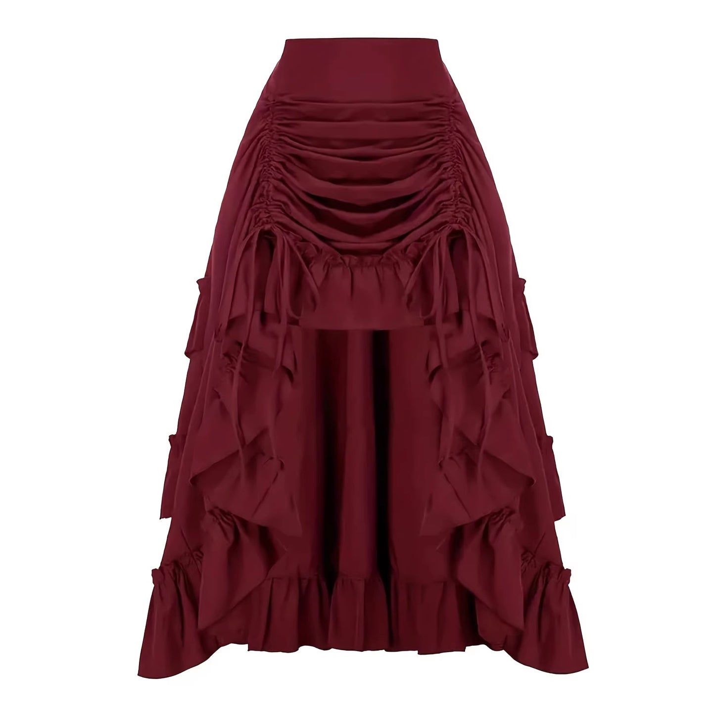 Fashionable Solid-Color Half Skirt With Ruffled Hem And Mid-Rise Design