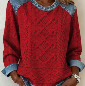 Womens Loose-fitting Round-neck Top With A Printed Design