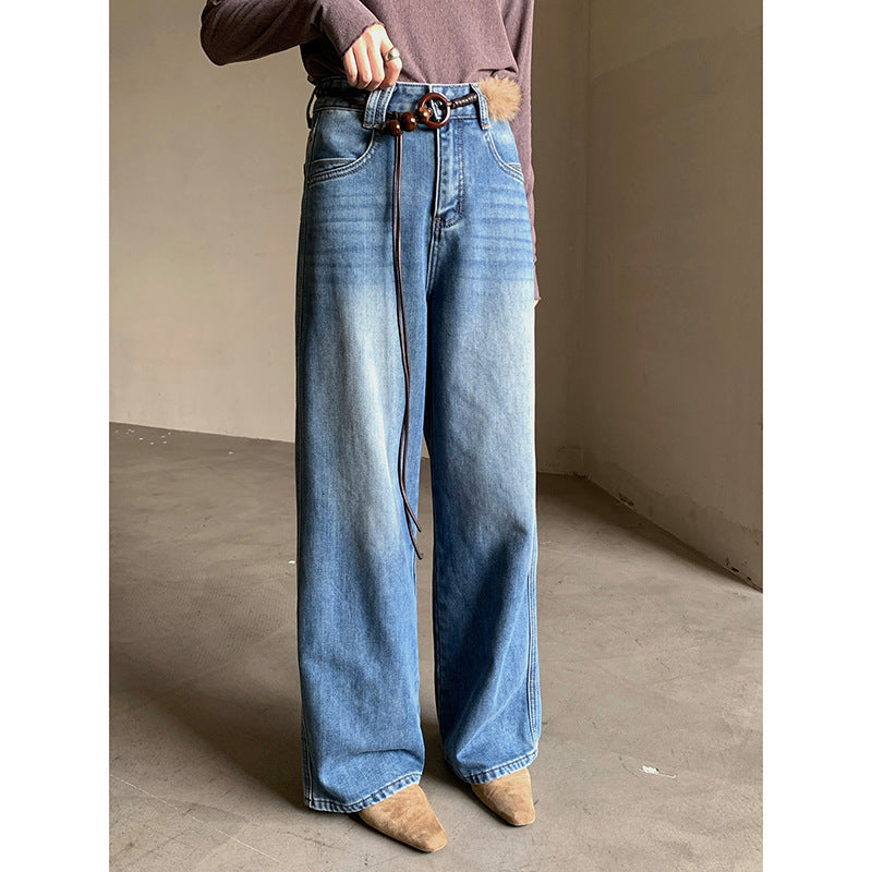 Womens Stylish Straight-leg Jeans With A Belt