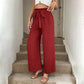 High Waisted Drawstring Casual Pants