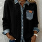 Stylish, Versatile Knitted Patchwork Denim Shirt For Women