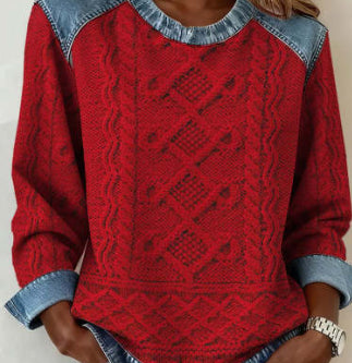 Womens Loose-fitting Round-neck Top With A Printed Design