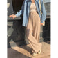 Womens Retro Cable-Knit Knit Floor-Length Wide-Leg Straight Pants