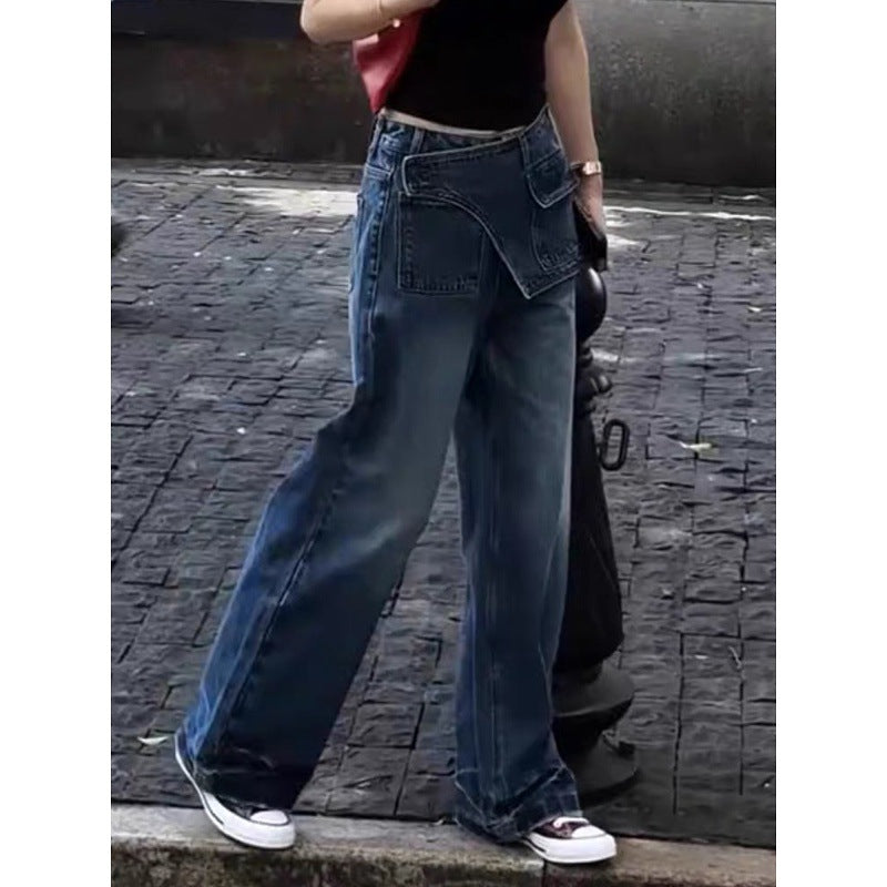 High-waisted Designer-style Faux Two-piece Wide-leg Pants