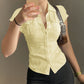 Women's Solid Color Short-sleeved Button Shirt