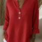 Womens Loose-fit Waffle-knit Long-sleeve V-neck Top