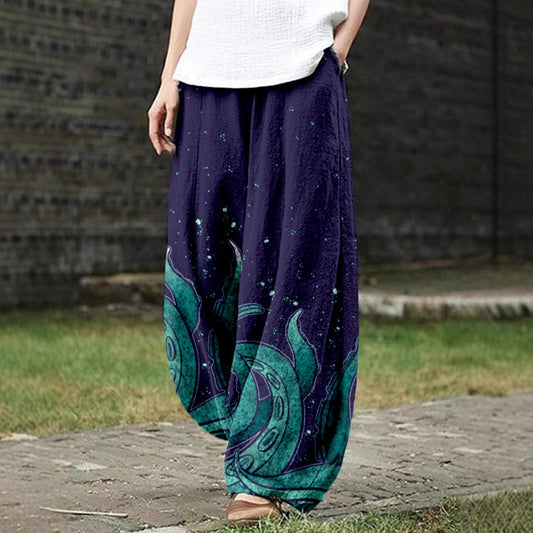 Womens Casual Loose-fitting Printed Pants