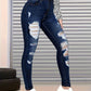 New High Waisted, Hip Lifted, Tight Fitting Women's Jeans With A Ripped Nine Quarter Cut, Suitable For Minimalist Fashion In Summer