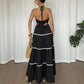 Womens Sleeveless V-Neck Halter Maxi Dress