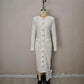 Elegant Off-white Tweed Long-sleeve Dress From Europe And The US