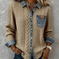 Stylish, Versatile Knitted Patchwork Denim Shirt For Women