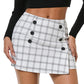 Womens Plaid Bodycon Mini Sheath Skirt