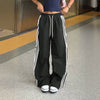 Womens American-style Streetwear Striped Woven Tape Track Pants