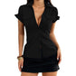 Women's Solid Color Short-sleeved Button Shirt