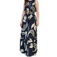 Printed Neck Hanging Sleeveless Waist Cinching Slim Fit Dress