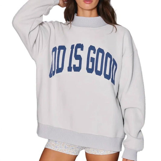 Printed Letter Crewneck Long-sleeve Loose-fitting Versatile Hoodie