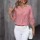 Striped Print VNeck ButtonUp Shirt