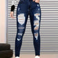 New High Waisted, Hip Lifted, Tight Fitting Women's Jeans With A Ripped Nine Quarter Cut, Suitable For Minimalist Fashion In Summer