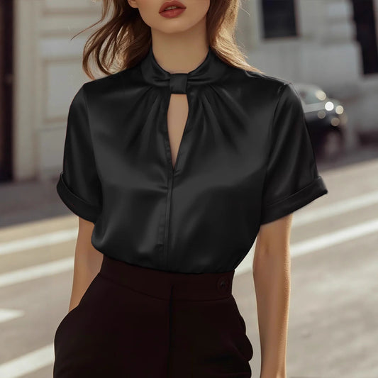 Women's Satin Short-sleeve Top Shirt