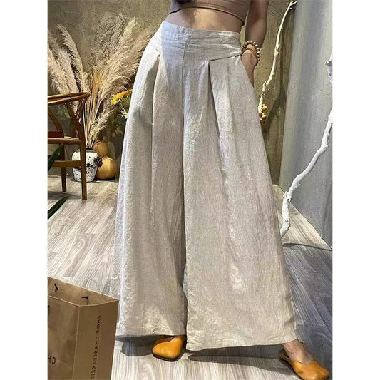 Womens Summer Retro Loose Slimming High-Waisted Pants