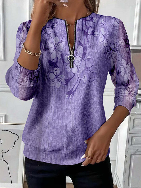 Womens Stylish Patchwork Striped Half-Zip Hoodie