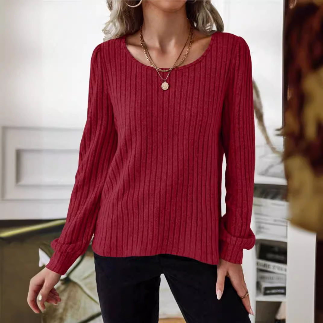 Casual Relaxed-fit Solid-color V-neck Sweater
