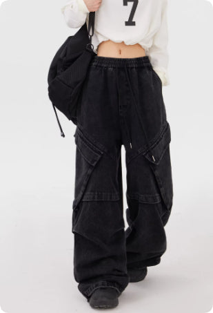 American High Street Cargo Pants Men's And Women's Washed And Distressed