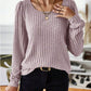 Casual Relaxed-fit Solid-color V-neck Sweater