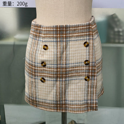 Womens Plaid Bodycon Mini Sheath Skirt