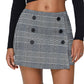 Womens Plaid Bodycon Mini Sheath Skirt