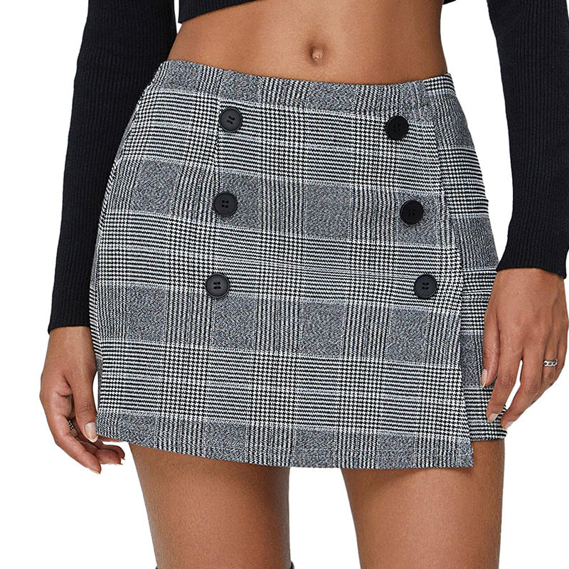 Womens Plaid Bodycon Mini Sheath Skirt