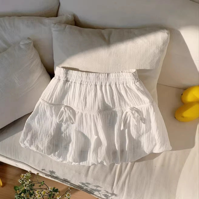 New Stylish Beach Vacation Style Bow-tie Pleated Skirt