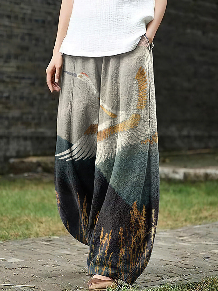 Womens Casual Loose-fitting Printed Pants