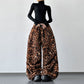 Womens Retro American-Style Leopard-Print Wide-Leg Pants